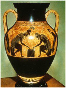 Exekias, Achilles and Ajax playing checkers, c. 550 BCE.