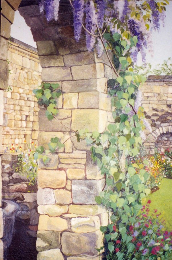 Hever Castle Courtyard detail urn and flowers