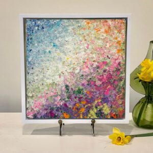 13 x 13 x 1 inch, white floater frame, 325.00