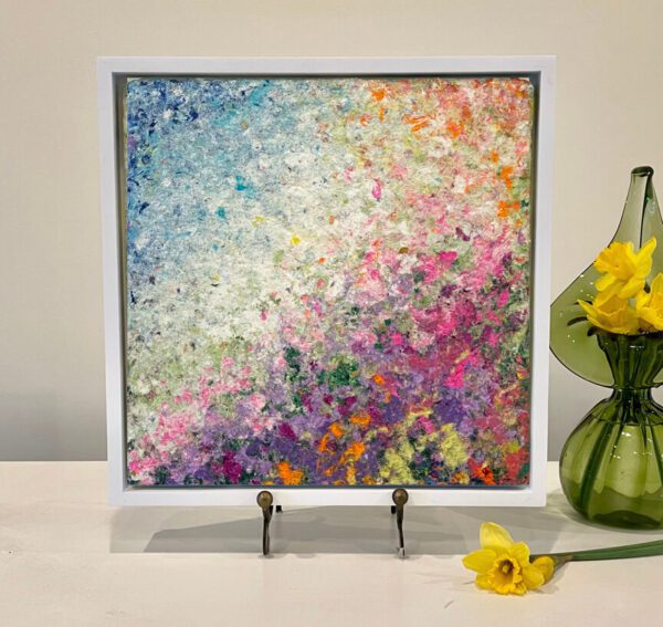 13 x 13 x 1 inch, white floater frame, 325.00