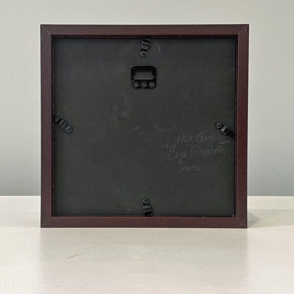 SOLD. Sunset Colors across the Bay, 9 x 9 x 1 inches, oak shadow box frame. - Image 2